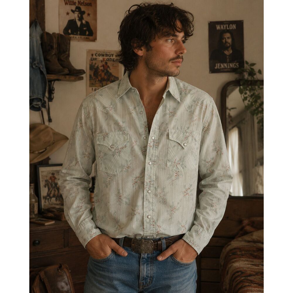 Vintage ELY Plains Button Up Western Shirt Top  Mens Size 16.5